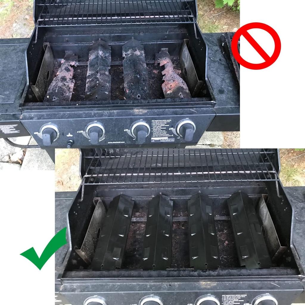 Set of 4 Burner Covers for Gas Grill, Stainless Steel, Aromatizer, 37.1x10.8cm