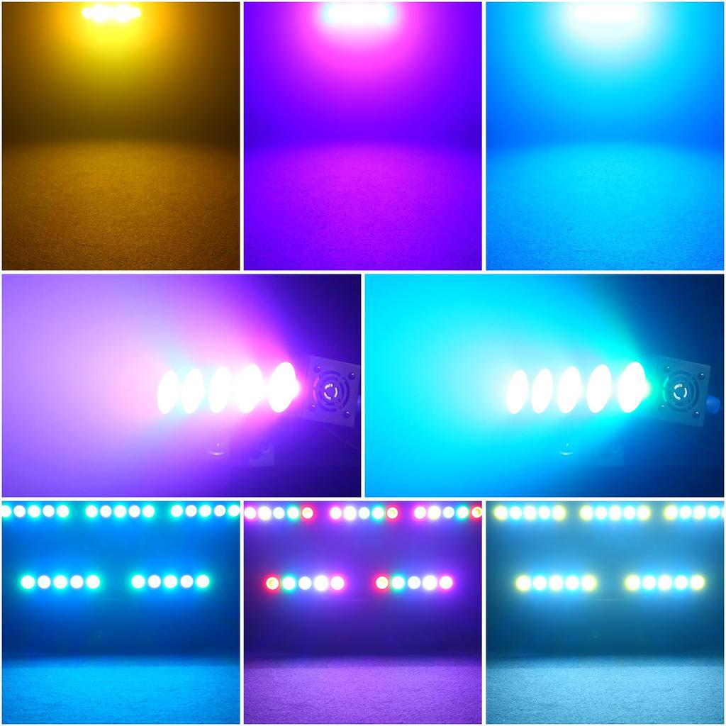 ZonQoonz 60W Stage Light Stage Lighting 5 LED 4 in 1 RGBW Wash Light COB Stage Light Party Light DMX512 Voice Control Mode DJ Light Strip Perfect for