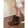 Schaffell-Version~ Retro-Nische spitzer Absatz gewebt mit Fransen zwei Tragemöglichkeiten Stiefel mit Schaft Western-Cowboystiefel Stiefeletten Damenstiefel