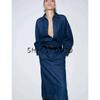 Spring New Women's Clothing French Style All-Matching Waistband Denim Long Sleeves Lapel Midi Skirt Dress 4441250