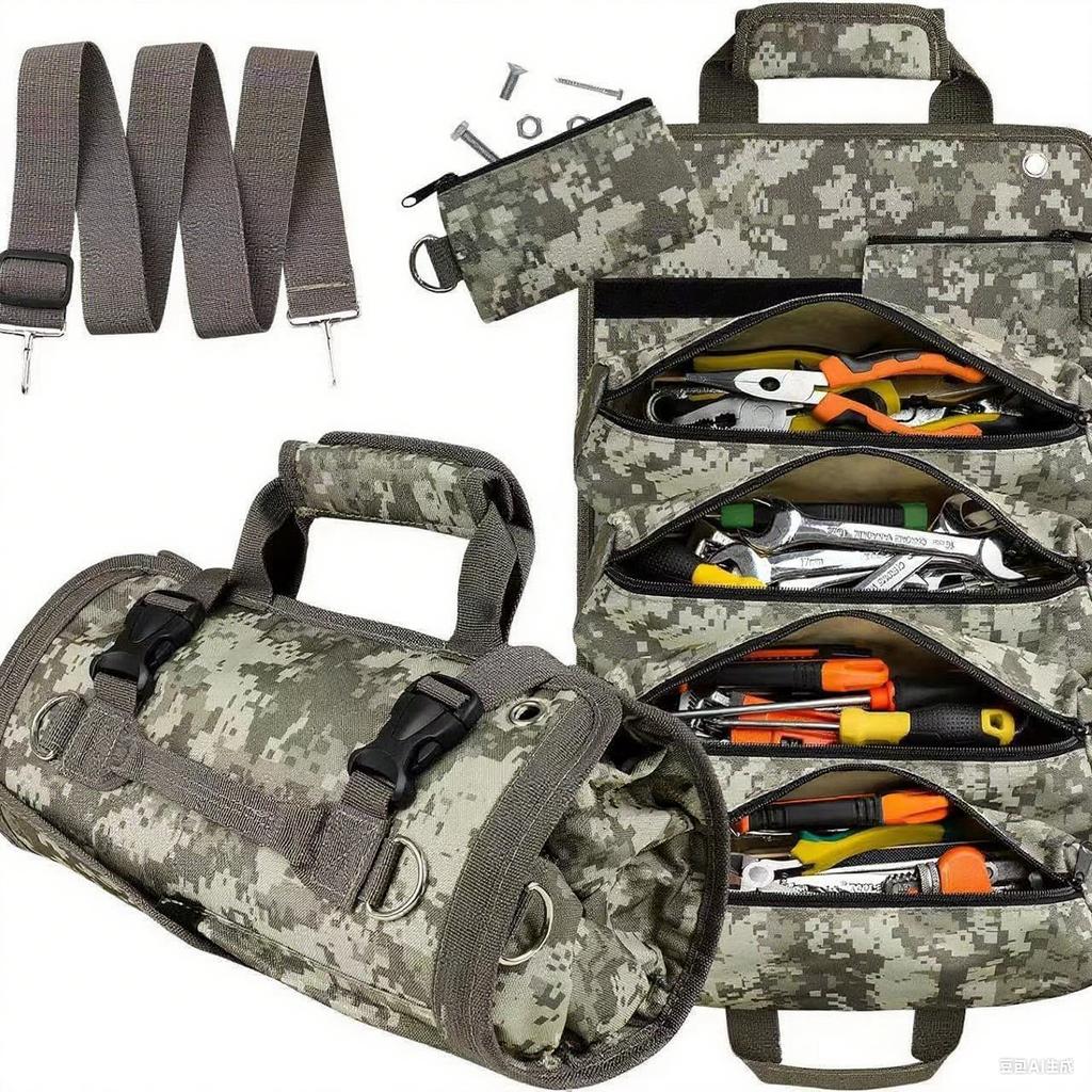 Multifunctional Portable Tool Bag, Thickened and Wear - Resistant Tool Kit, Roll - Up Large - Capacity Storage Bag, Hanging Hard