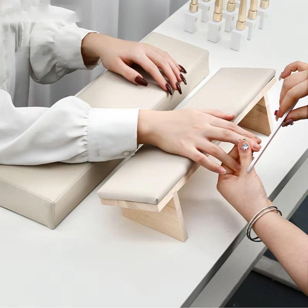 Wooden Base Beveled Hand Pillow Tilt Design Nail Art Stand Nail Arm Rest Cushion Nail Art Tool