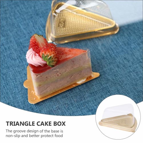 Cabilock 100pcs Cake Boxes, Triangle Pie Boxes, Clear Plastic Containers with Lids, Plastic Cake Carriers, Mini Cake Domes, Plastic Cake Slice Boxes,