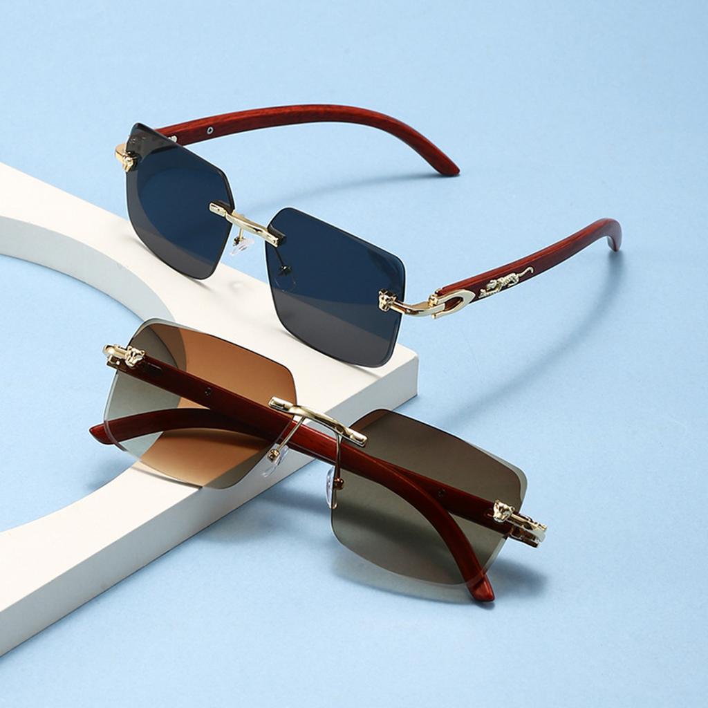 New Leopard Head Sunglasses Frameless Trend Street Sunglasses Joker Box Women Sunglasses
