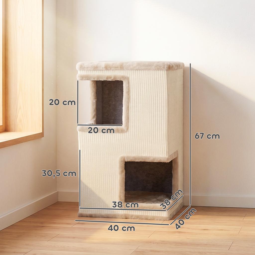 3-Tier Indoor Cat Barrel, Semi-Enclosed Cat Cave with Scratching Surfaces All Around, 2 Cat Caves