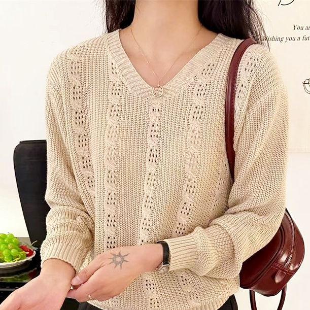 

Женский свитер большого размера с короткими рукавами и низким вырезом, нишевый, женский, скрывающий полноту плеч, тонкой вязки 6XL абрикосовый