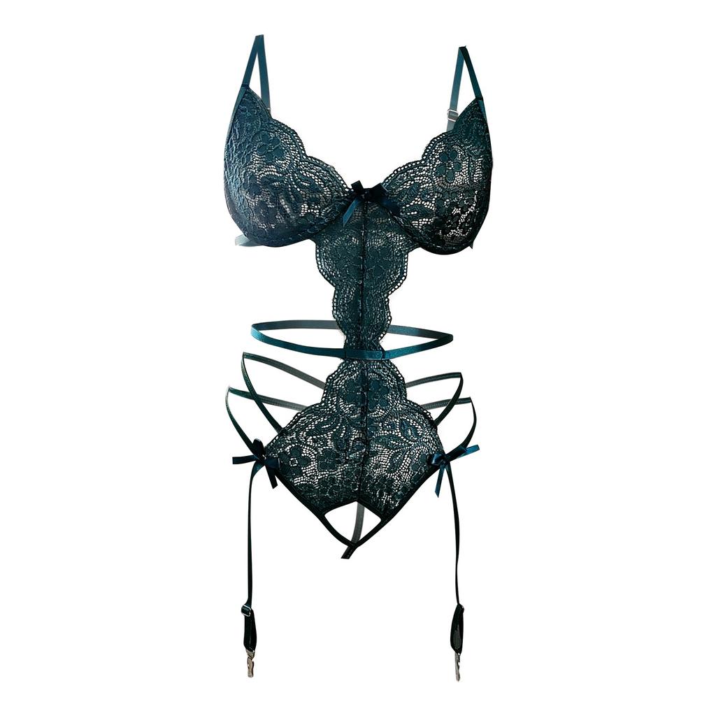 Ladies Erotic Lingerie Sexy Strap Lace Hollow  Set Without Steel Rings