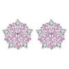 Pink Cherry Flower Blossoms Flower Crystal Stud Earrings Silver Color Ear Studs Women's Fine  Mother's Day Birthday Gift