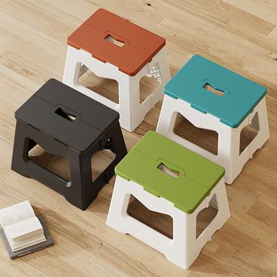 Folding Bench Multifunctional Footstool Portable Seat Cushion Plastic Stool with Handle for Toddlers Seniors