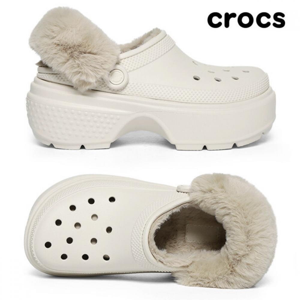 

Crocs Сабо Stomp Line меховые домашние туфли 208546 160 Stucco/230