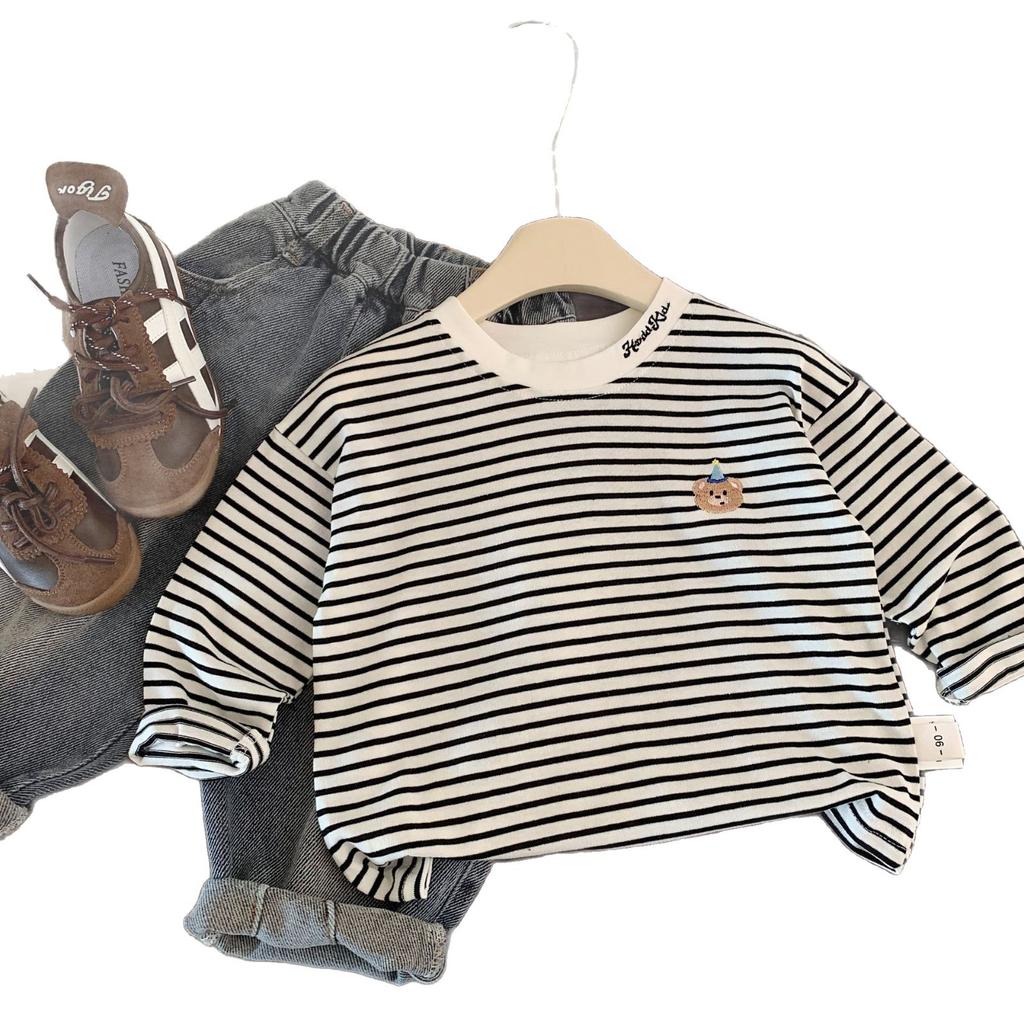 Children'S Long-Sleeved T-Shirt Spring And Autumn New Korean Version Of Boys' Striped Pullover Bottoming Shirt Children'S Clothing H0357