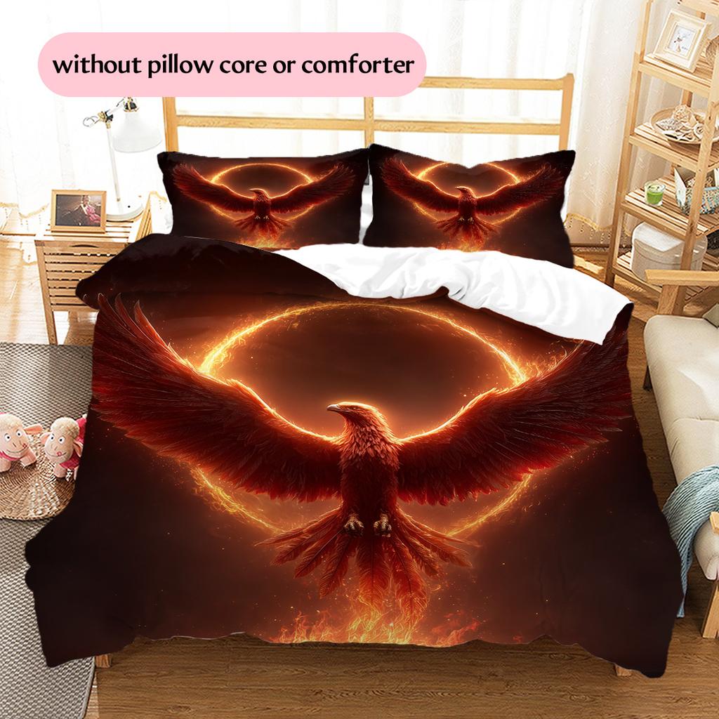 Flame Phoenix  Pattern Bedding Quilt Set Quilt Cover Pillowcase Home Decoration  Gift (1 * duvet cover + 2 * pillowcase, without core)