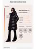 2025 Damen Schwarz Gold Kapuzen Daunenjacke: Mittellang, Dick, Warm, Outdoor