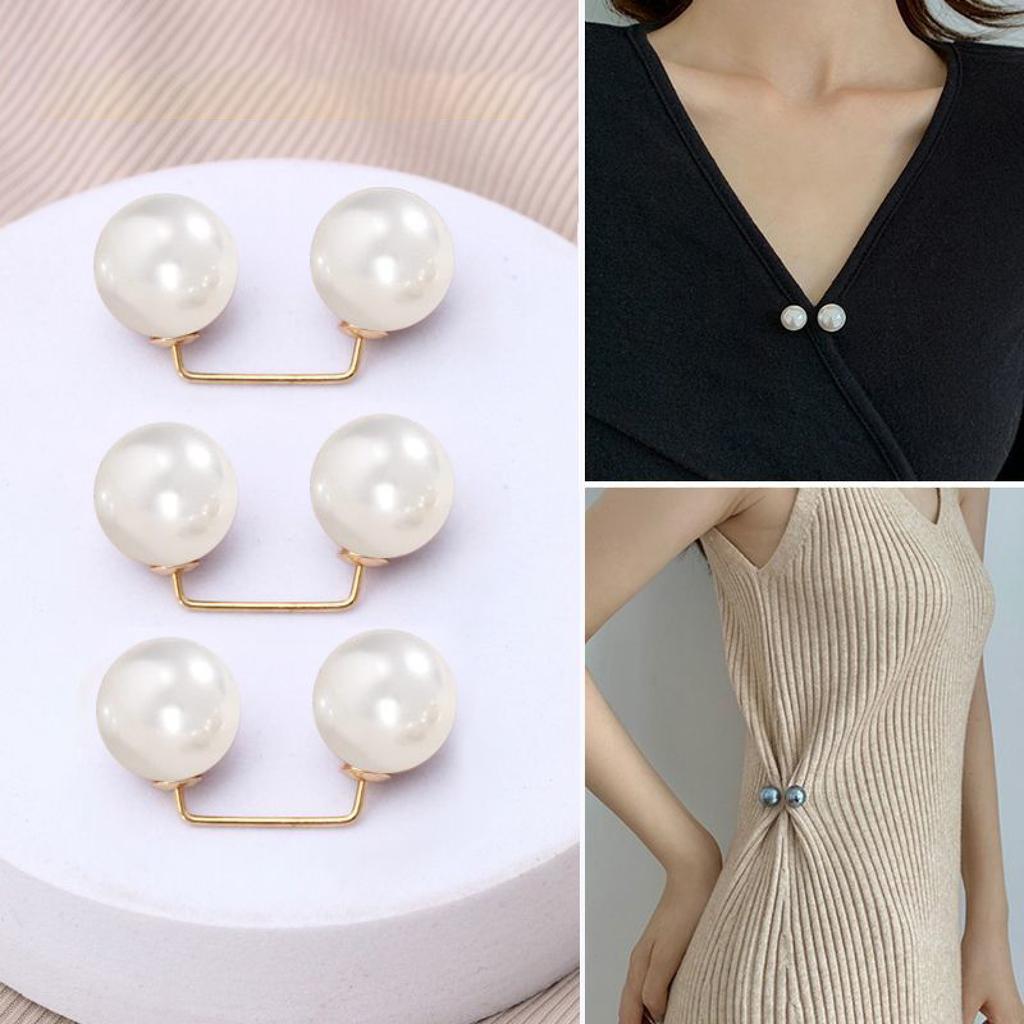 8Pcs Clothing Accessories Pearl Brooch Detachable Double Head Pin Waist Clip Jewelry Accessory Multifunctional Pants Pin Parts