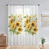 2 Stück Digitaldruck voile Vorhang, frische Sonnenblume, moderne minimalistische Fenstergardinen für Wohnzimmer Schlafzimmer Heimdekoration