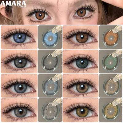 AMARA 1 Pair Natural Lenses Brown Color Contact Lenses for Eyes Blue Eye Lenses Green Colored Pupils Eye Makeup Colorcon