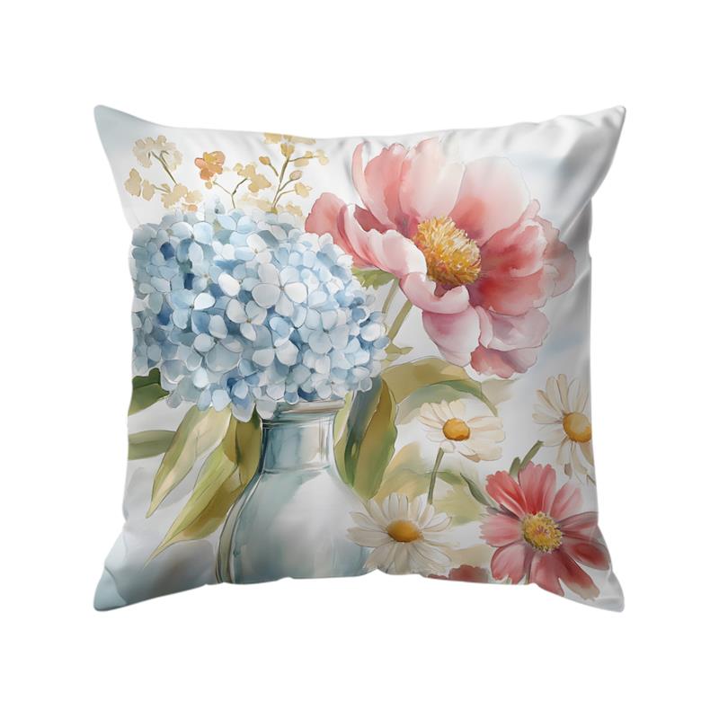 1Pc Watercolor Flowers Pillow Cover For Home Living Room Bedroom Sofa Office Decorative Pillowcase Soft Throw Pillows 45X45Cm