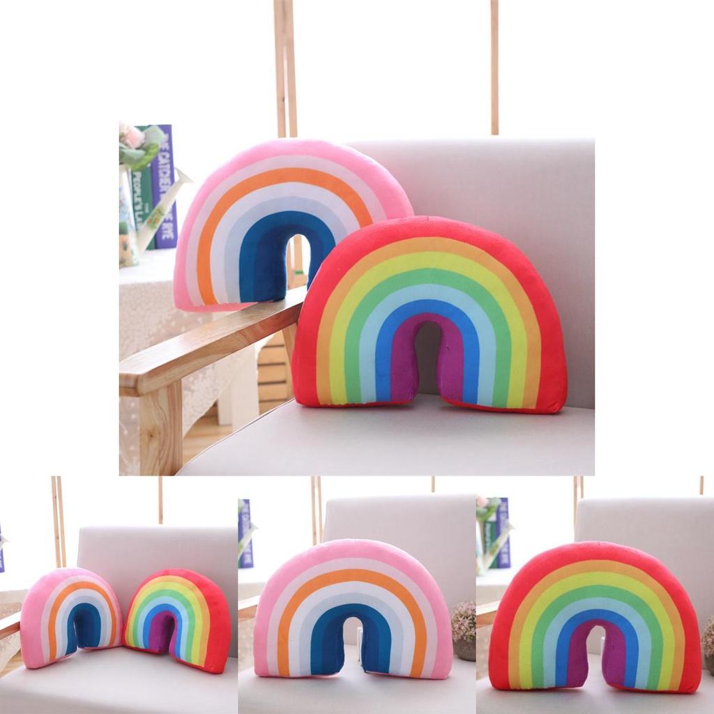 Multicolour Rainbow Plush Pillow Cushion Ideal For Relaxation And Decoration