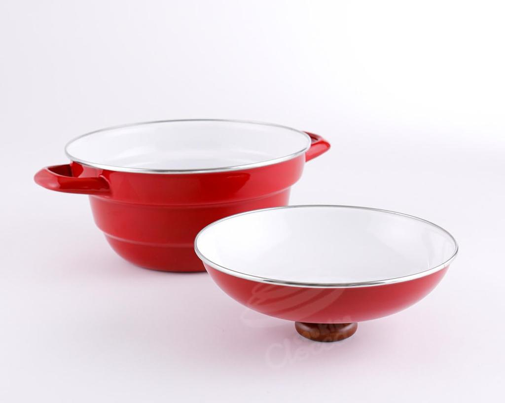 24cm Yellow Enamel Pot with Slatted Base by Fuji Enamel Pot with Handle All-in-One (BMP24FW.CY) Enamel, Beams, B.M.S. Multi-Purpose