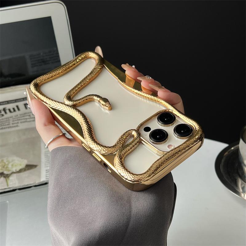 Advanced Matte Snake for iPhone17PROMAX Mobile Phone Case Hollow Heat Dissipation Electroplating Snake Apple 16
