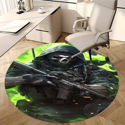 Reaper,Gaming Mousepad Chair Mat Round Rug Office Carpet, Machine Washable, Non Slip, Suitable for Living Rooms, Bedrooms