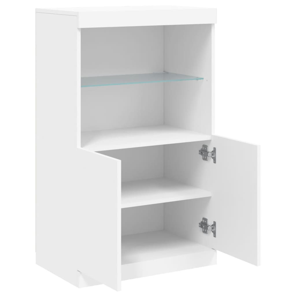 Weißes Sideboard mit LED-Beleuchtung 60,5 x 37 x 100 cm