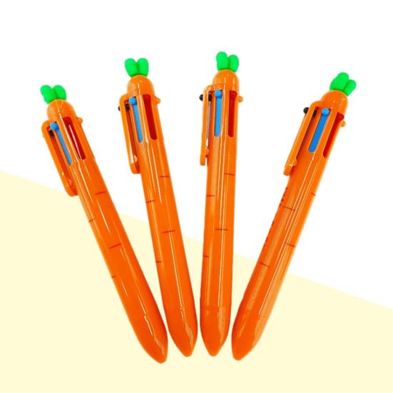 Signing Pen Creative Carrot Shape Ballpoint Pen 6 Color Retractable Pen Smooth Writing Stationery Pen for School