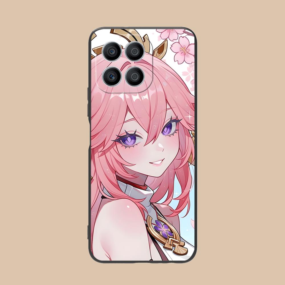Game GI Miko Matte TPU Mobile Phone Case for Honor 90 80 70 60 50 30 20 10 9 8 7 Pro S SE Lite 5G Colorful Printing Cover