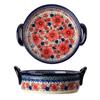 KX4B Retro Binaural Baking Pan Household Hand Painted Salad Plate Ceramic Baking Dish Home Bakeware for Cooking Cake Dinner