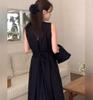 Local Style Black Sleeveless Vest Dress Children's Summer New Coffee Break French Temperament Loose Dress