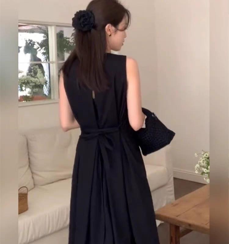 Local Style Black Sleeveless Vest Dress Children's Summer New Coffee Break French Temperament Loose Dress
