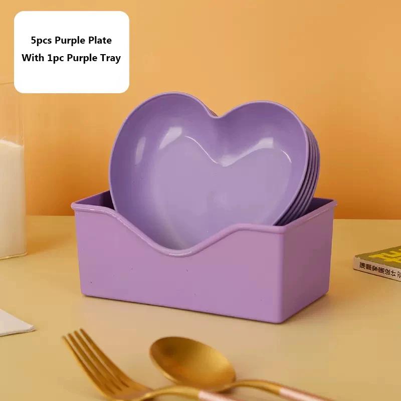 

Набор из 6 тарелок в форме сердца, креативная тарелка для торта с подносом, блюдо для костей, тарелка для закусок из сухофруктов, тарелка для конфет, контейнер для закусок