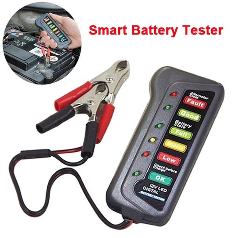 Mini 12V Car Battery Tester Digital Alternator Tester 6 LED Lights Display Car Diagnostic Tool Auto Battery Tester For Car