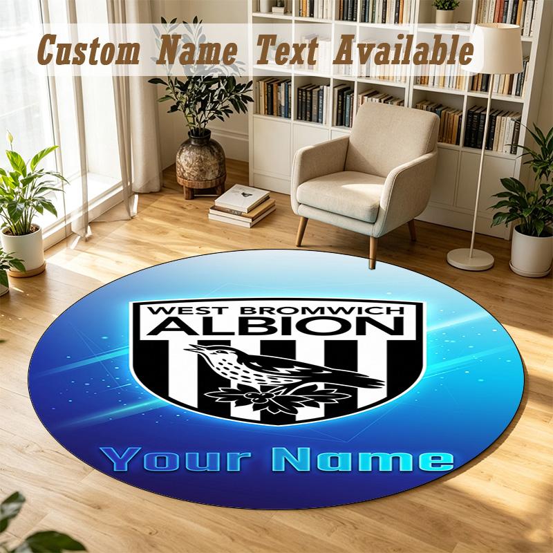 Round Rug Custom NameWest Bromwich Albion FC Pattern Non Slip Carpet Home Floor Decor