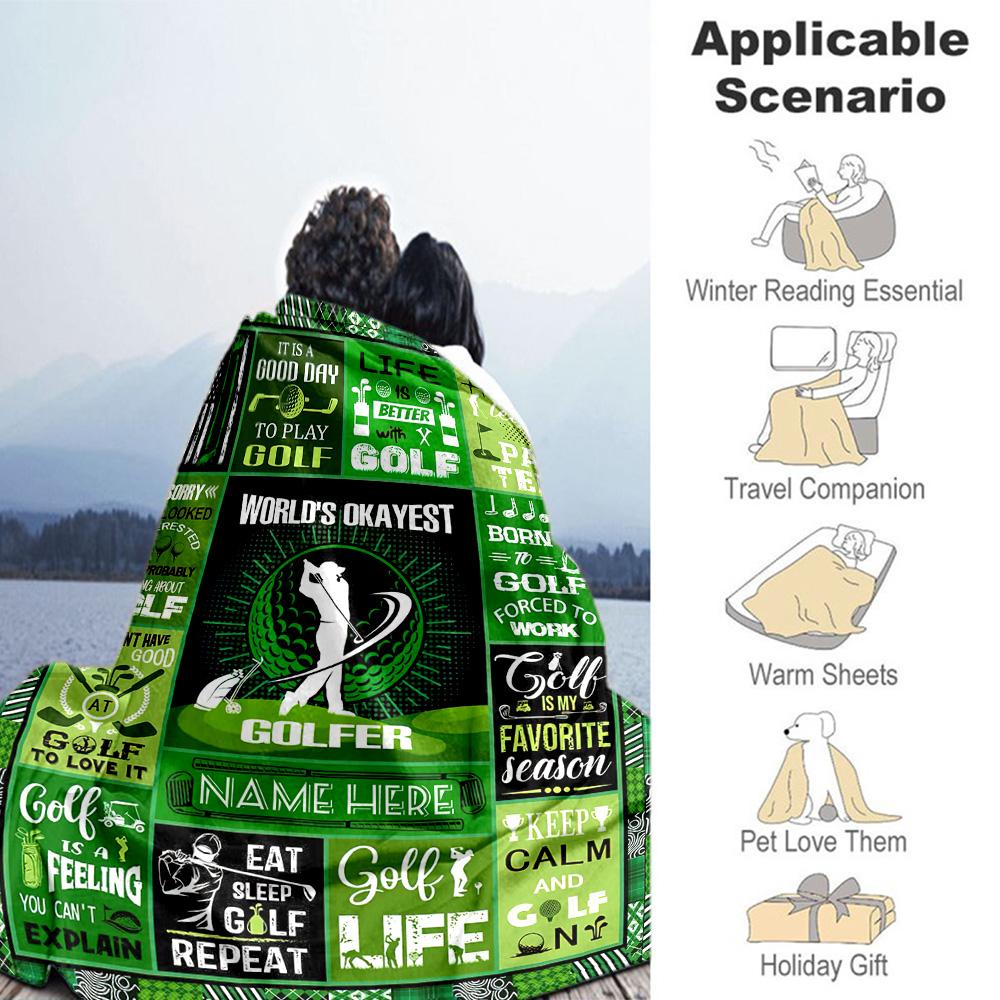 Golf Customize Text Blanket Cozy Customizable Blanket Soft Warm Cozy Versatile for Bed Office Seaside Office Chair All-Season Use