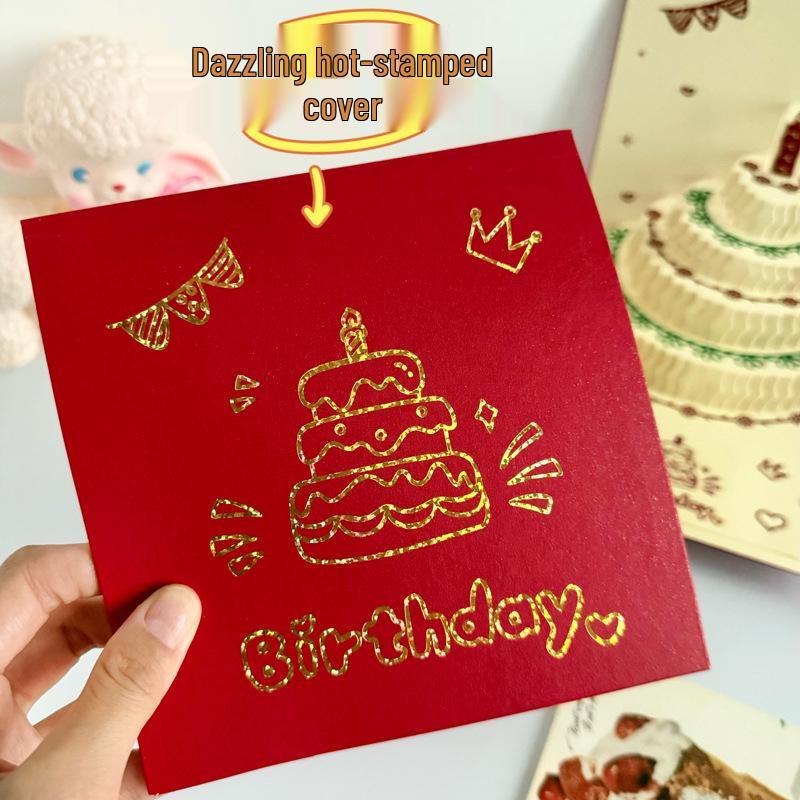 3D Cartoon Schmetterling Pop-up Geburtstagsgrußkarte mit Kuchen-Design