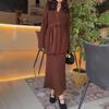 2025 Winter Women's V-Neck Sweater & Midi Skirt Set - European & American Style