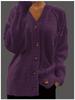 Women's Solid Color V-Neck Long Sleeve Cable Knit Cardigan Sweater Coat