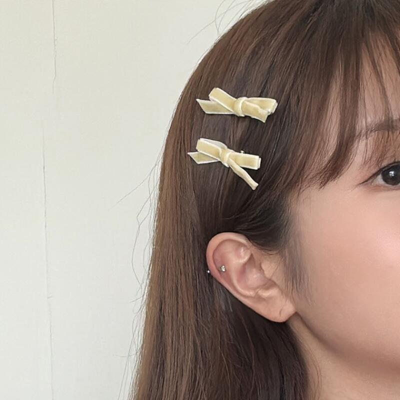 Balletcore Kitsch Long Drop Ribbon Hairpin 2 Types Mini Short 1 yellow mini ribbon