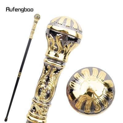 Bastone da passeggio decorativo con pomello rotondo dorato e nero di lusso, alla moda, per feste, elegante bastone da passeggio con pomolo pastorale, 93 cm