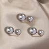 3 Pcs/Set Women Sweater Cardigan Clip Coat Summer Dress Jewelry Double Pearl Brooch Pins Anti-fade Exquisite Elegant Brooches