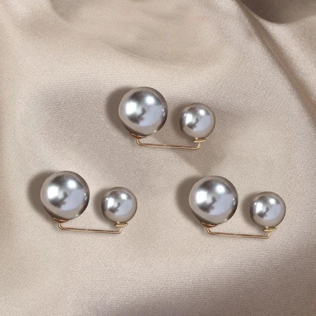 3 Pcs/Set Women Sweater Cardigan Clip Coat Summer Dress Jewelry Double Pearl Brooch Pins Anti-fade Exquisite Elegant Brooches
