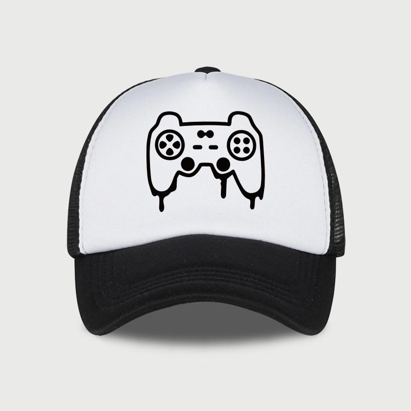 

Gaming Controller Print Sponge Mesh Cap – Unisex Student Cartoon Style, Adjustable and Breathable Outdoor Mesh Cap черный белый