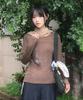 RuNaKi'Hu' Wxt086 Kaori Fingerhole Boat Neck Long Sleeve (Brown)