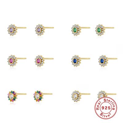 S925 Sterling Silver Geometric Simple Zircon Stud Earrings, Trendy Light Luxury Creative Earrings Stud Earrings