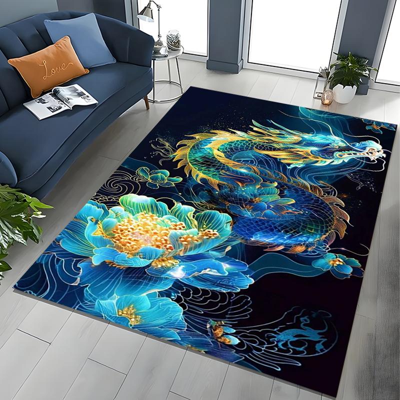 Chinese Dragon Pattern Rug Carpet For Living Room Non Slip Parlour Sofa Large Area Rugs Bedroom Kids Play Room Floor Mat Gift