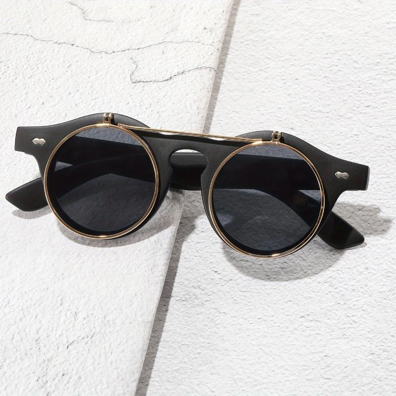 1 шт. Ретро круглые очки с откидной верхней частью для женщин Модные солнцезащитные очки для вождения Стильный повседневный аксессуар