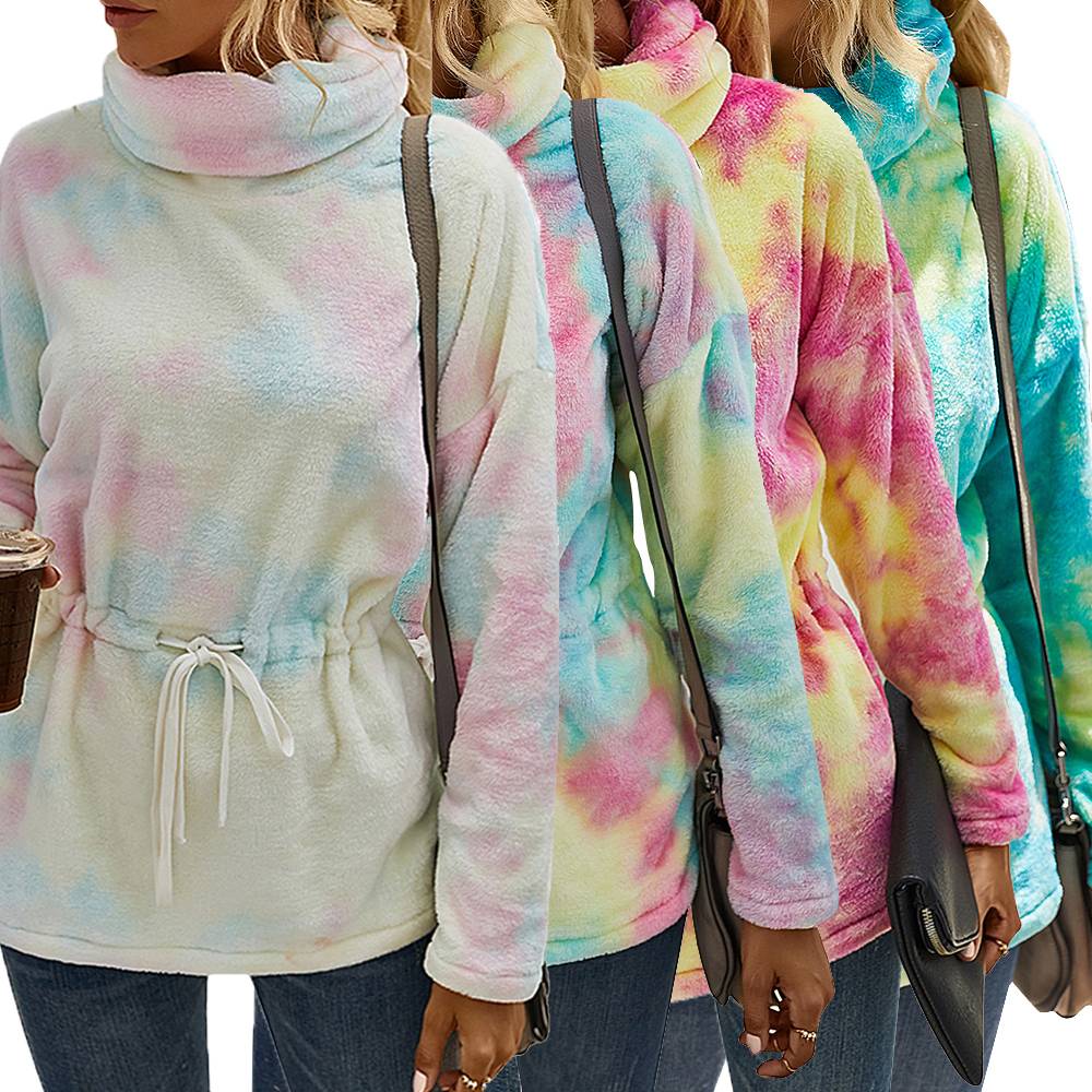 

Женщины Флис Пушистый Рулон Шея Джемпер Высокая Черепаха Галстук Краситель Толстый Тедди Медведь Топы