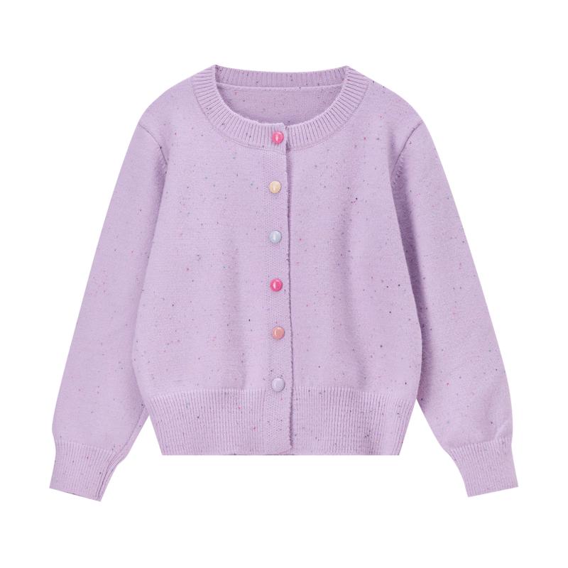 Candy-Colored Crew Neck Knit Cardigan for Women