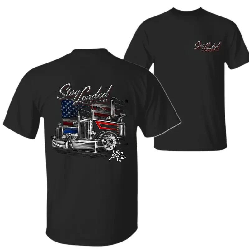 Stay Loaded American Truck T-Shirt – Black Graphic Tee Featuring Semi Truck XXXXL